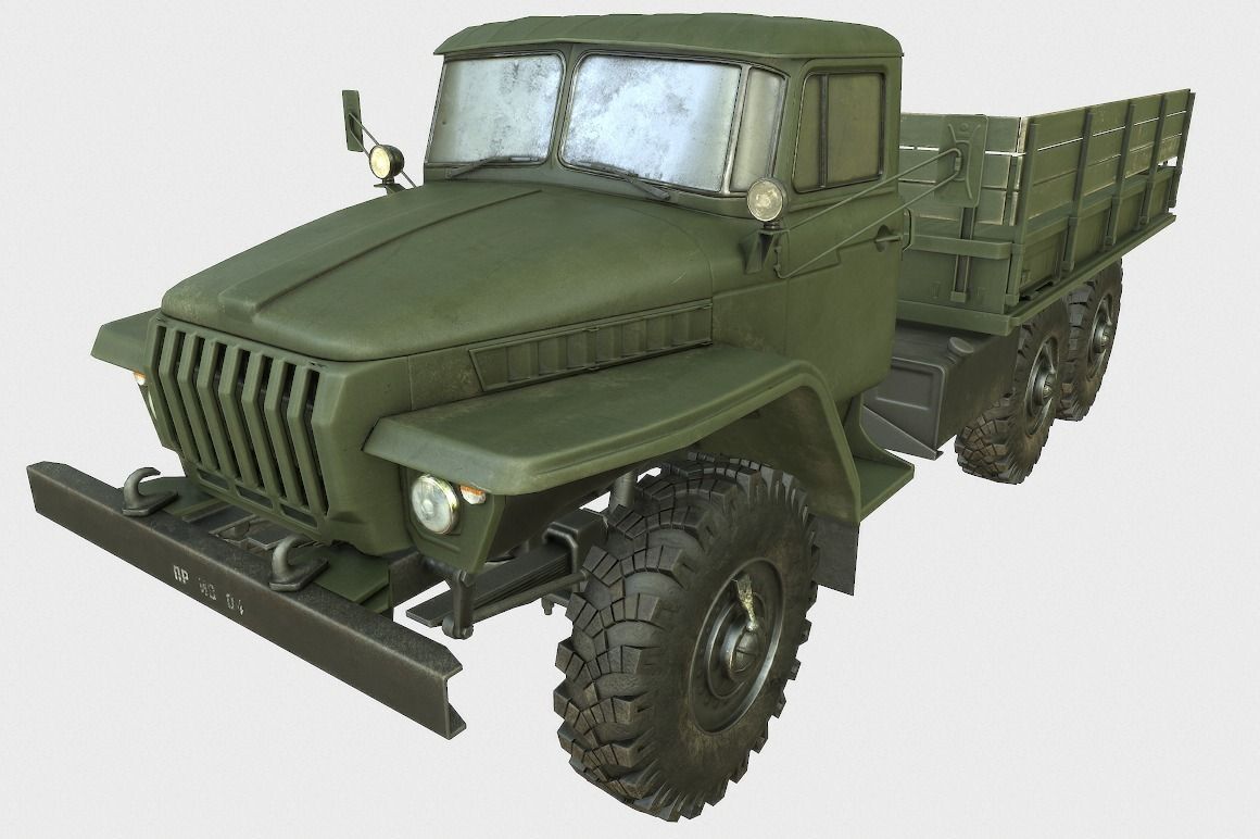 Ural 375 Truck Low-poly 3D model_0