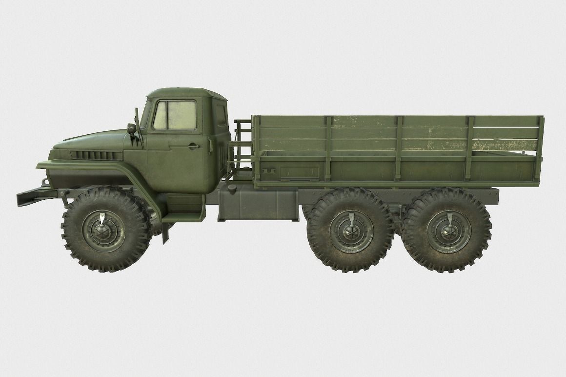 Ural 375 Truck Low-poly 3D model_2