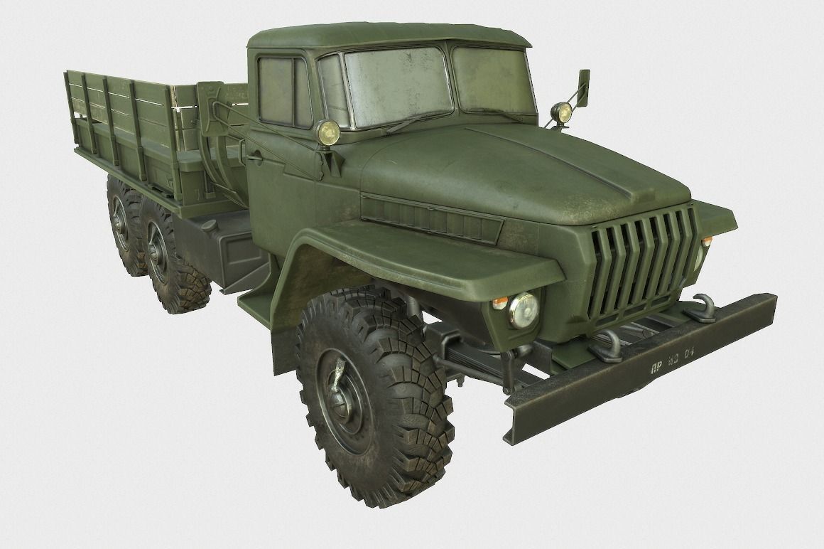 Ural 375 Truck Low-poly 3D model_1