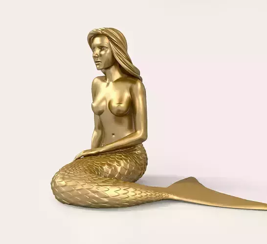 Mermaid Sculpture 3D Model Low-poly 3D model