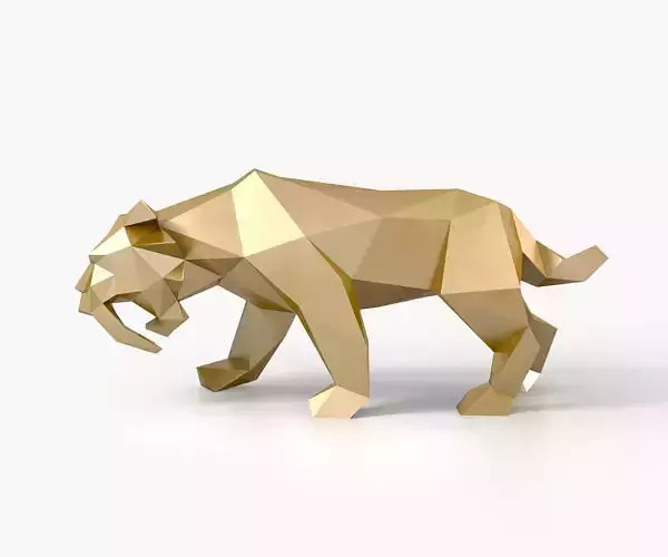 Low Poly Saber Toothed Tiger Low-poly 3D model