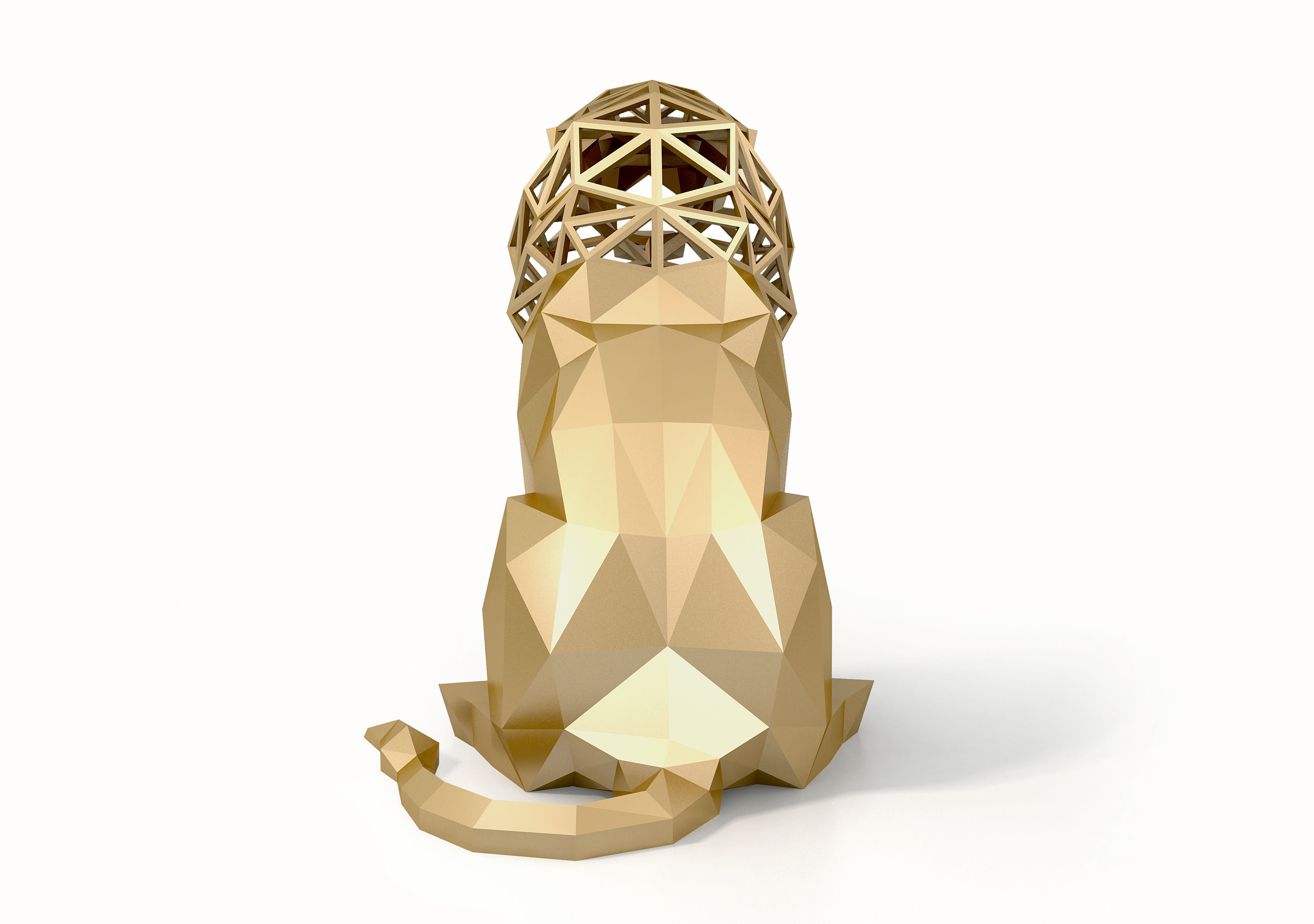 Low Poly Lion golden sculpture Low-poly 3D model_2
