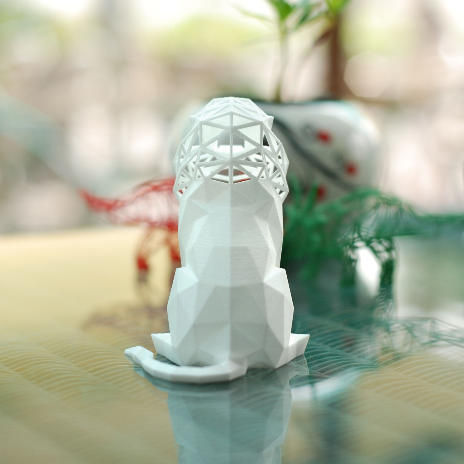 Low Poly Lion golden sculpture Low-poly 3D model_8