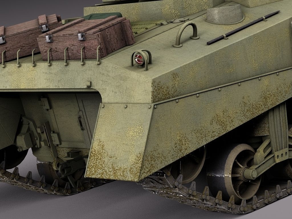 M4A2 Sherman Tank with equipment 3D model_6