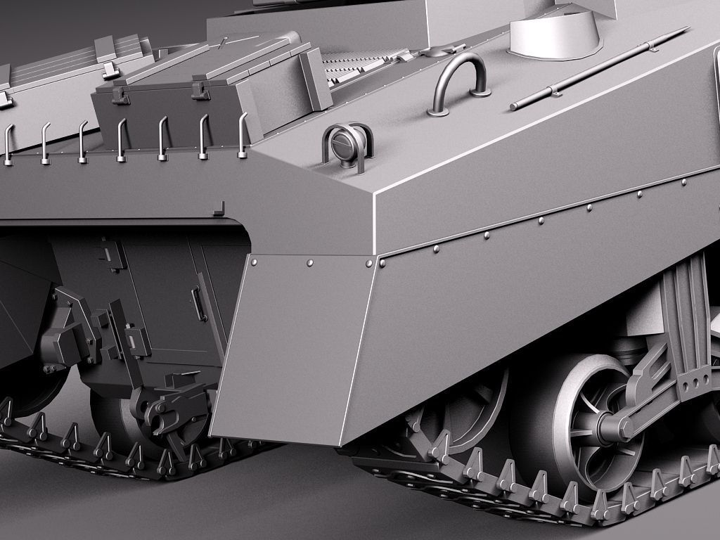M4A2 Sherman Tank with equipment 3D model_10