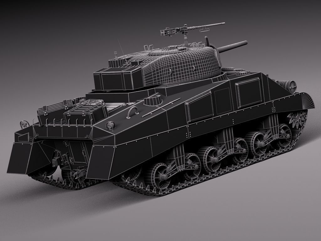 M4A2 Sherman Tank with equipment 3D model_13