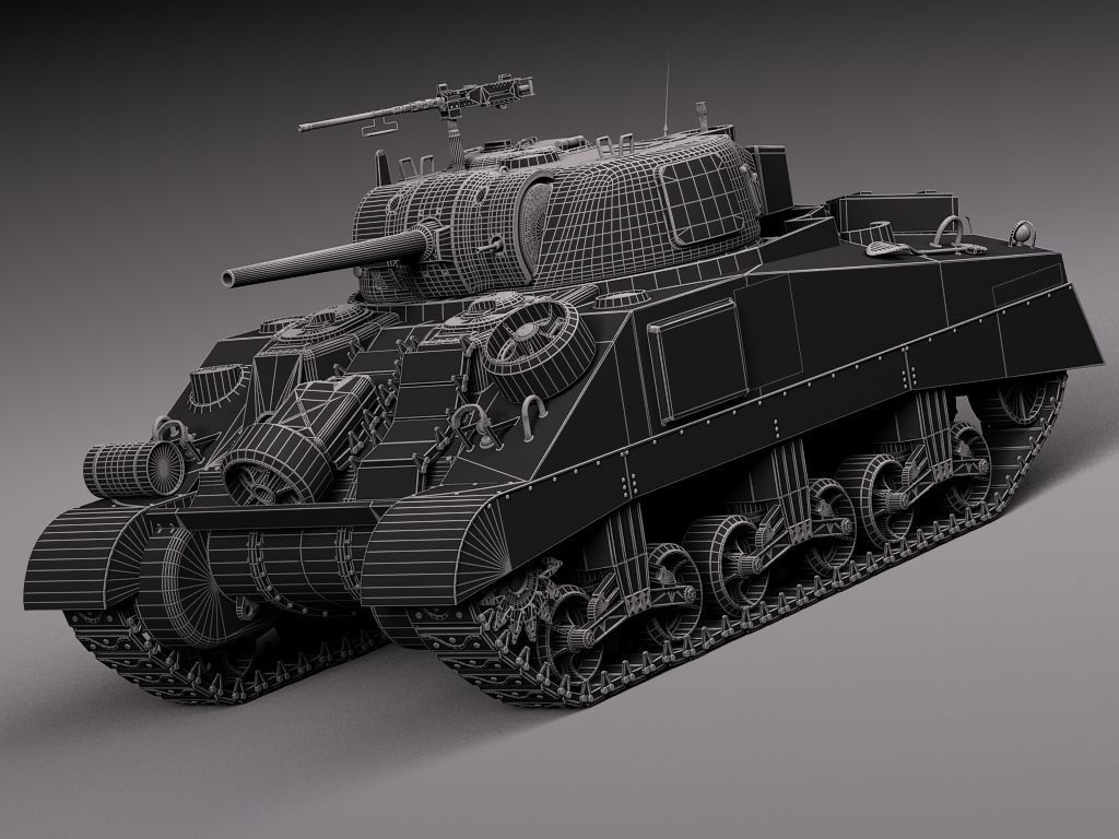 M4A2 Sherman Tank with equipment 3D model_12