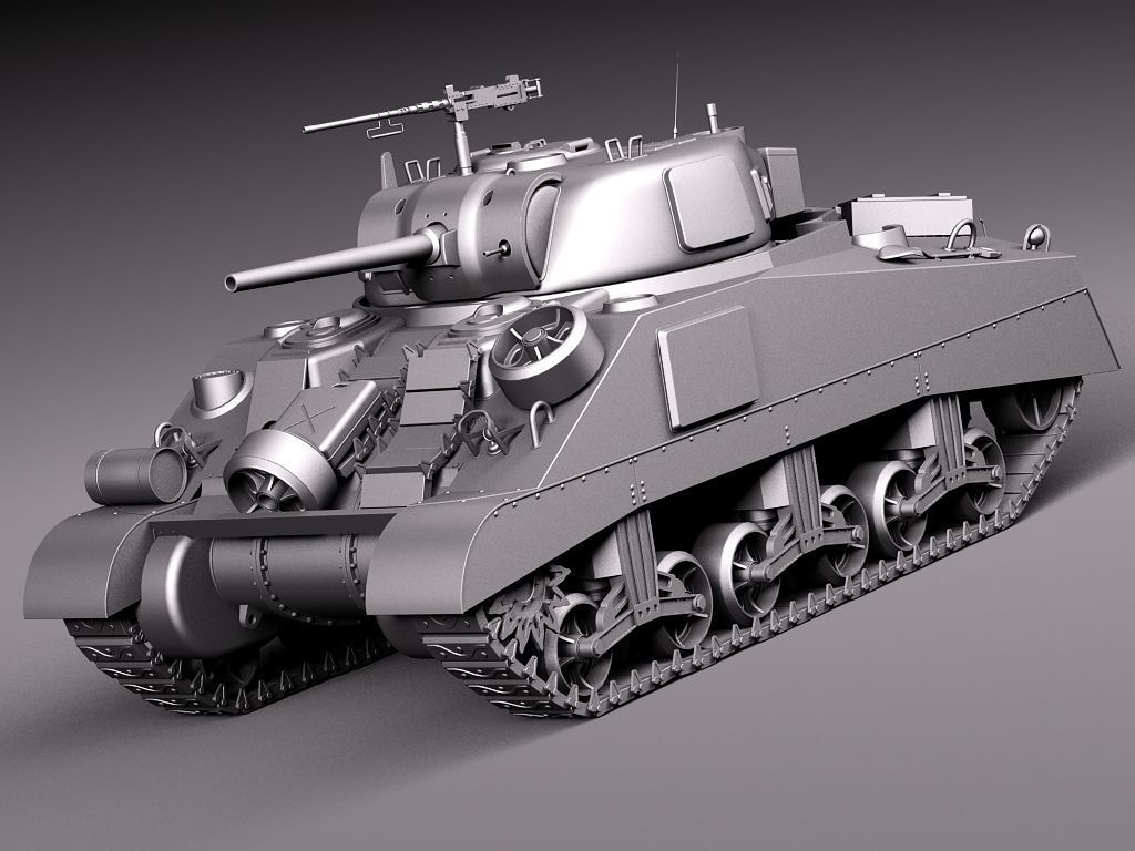 M4A2 Sherman Tank with equipment 3D model_8