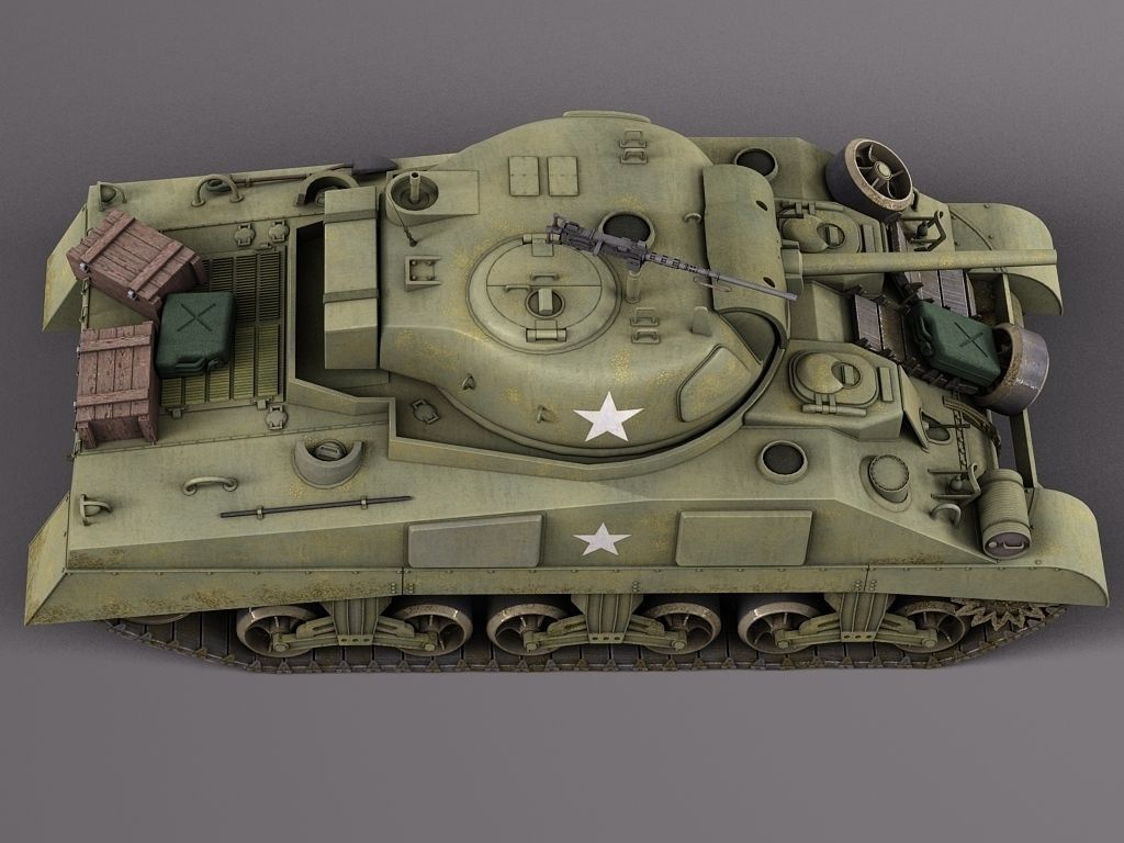 M4A2 Sherman Tank with equipment 3D model_7