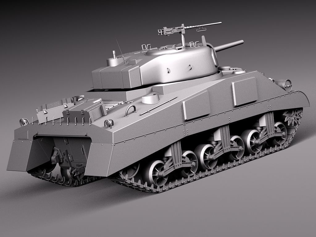 M4A2 Sherman Tank with equipment 3D model_11