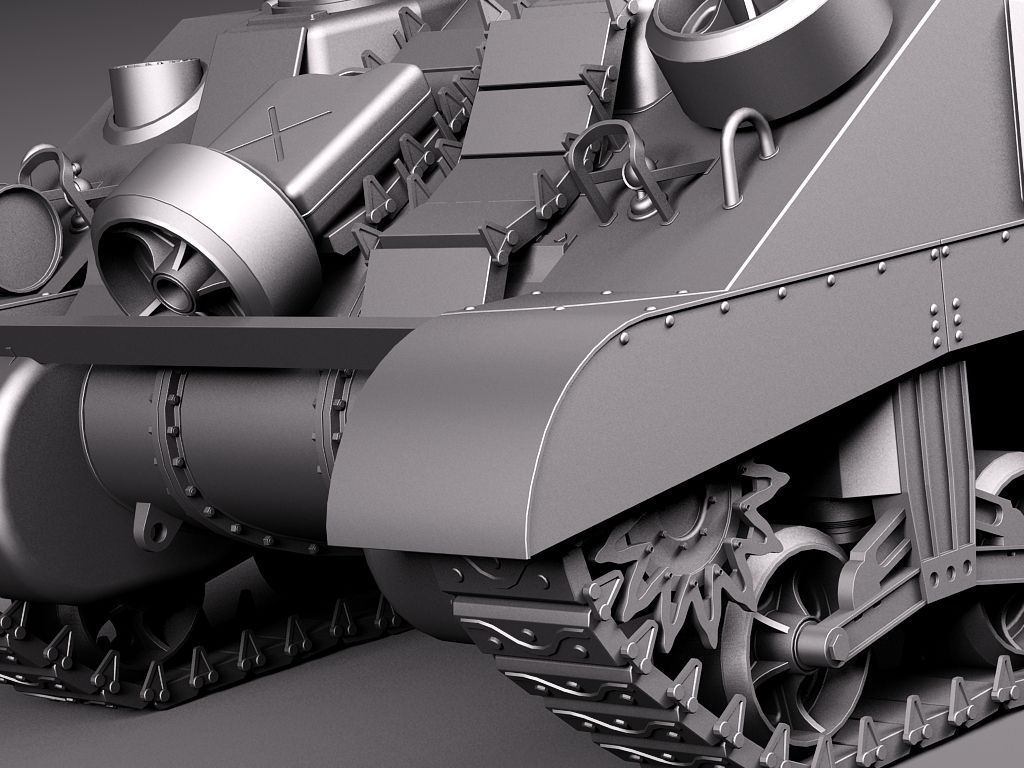 M4A2 Sherman Tank with equipment 3D model_9