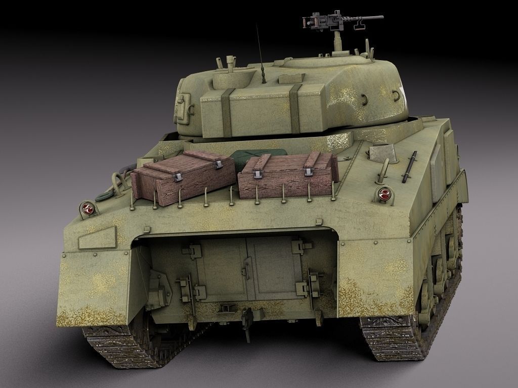 M4A2 Sherman Tank with equipment 3D model_3