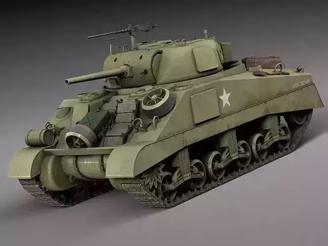 M4A2 Sherman Tank with equipment 3D model