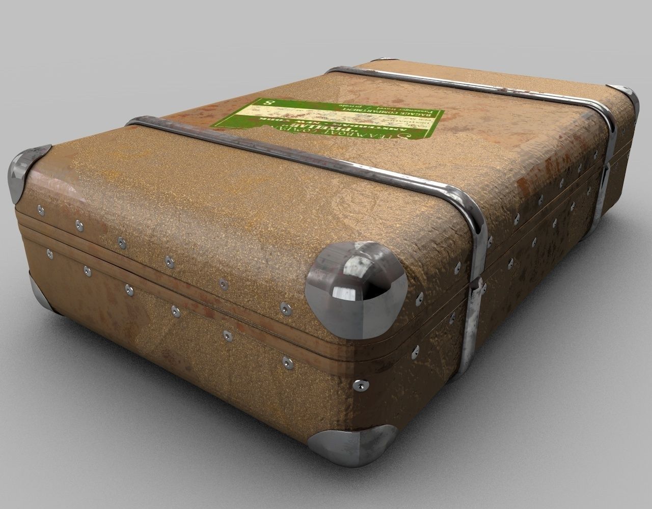 Vintage Old Suitcase 3D model_2