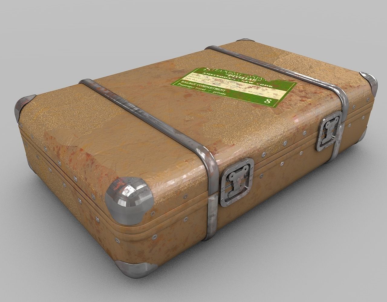 Vintage Old Suitcase 3D model_1