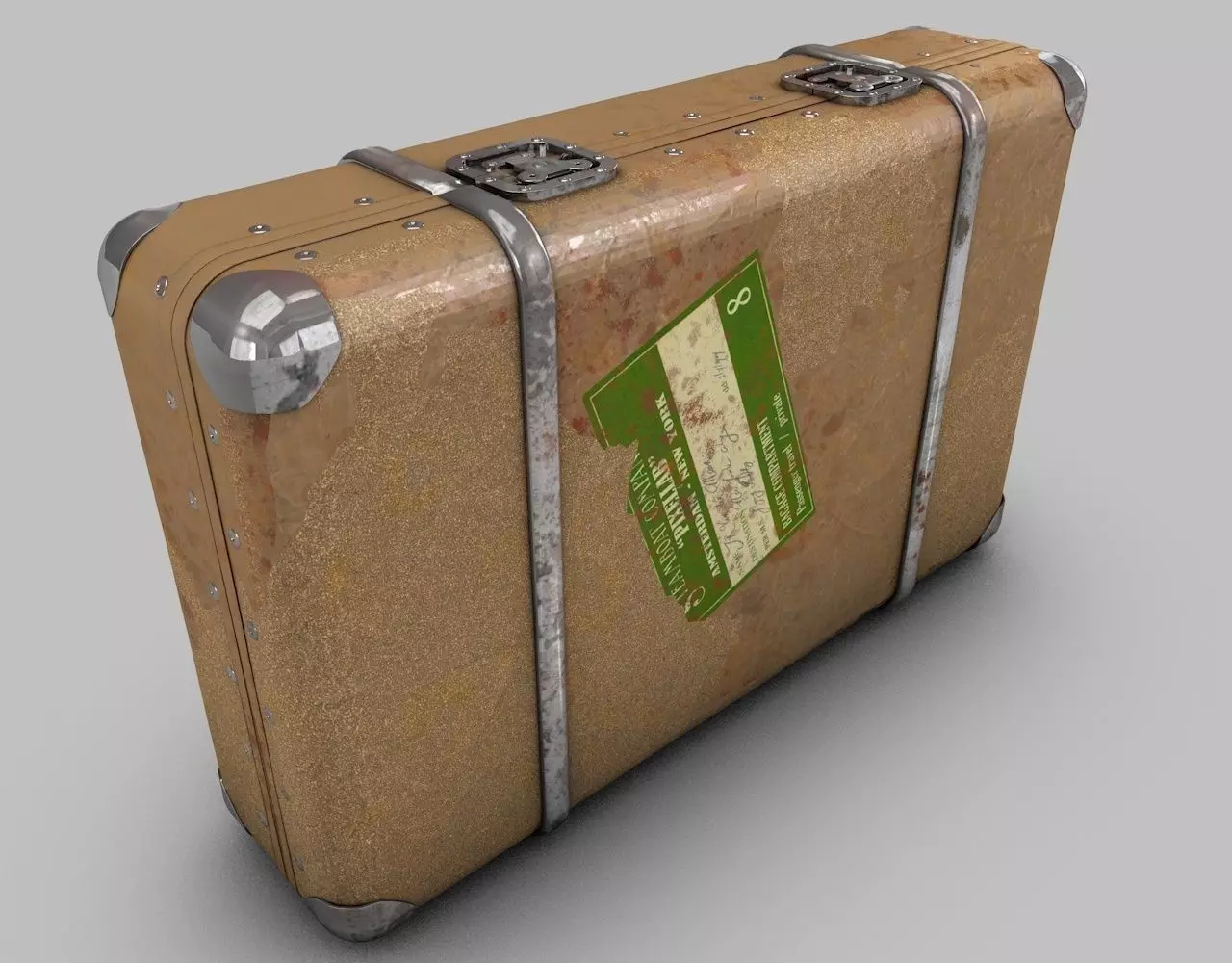 Vintage Old Suitcase 3D model_0