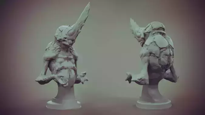 Prelodius statue of creature with horns