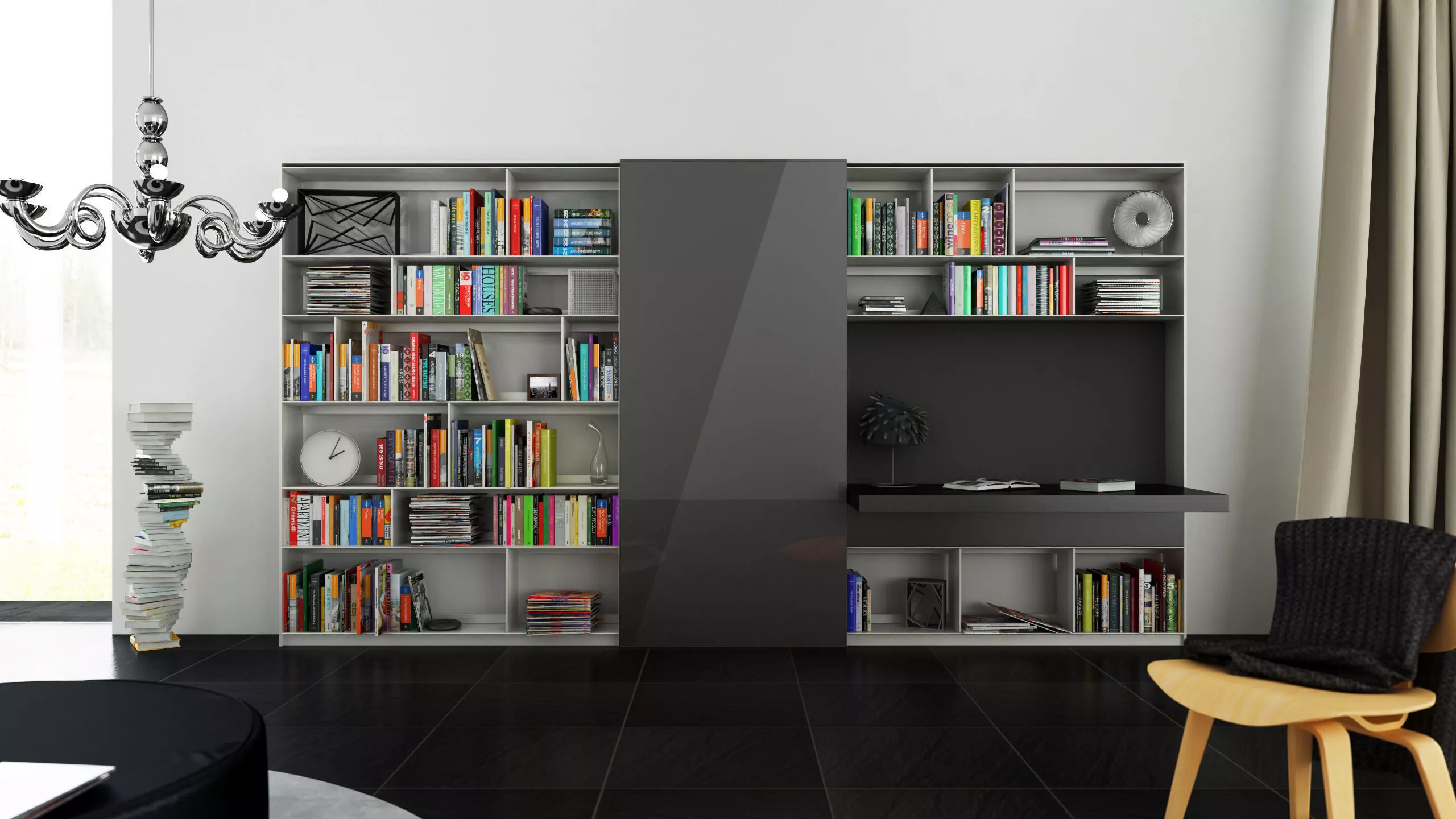 B and B bookcase 21 with books 3D model