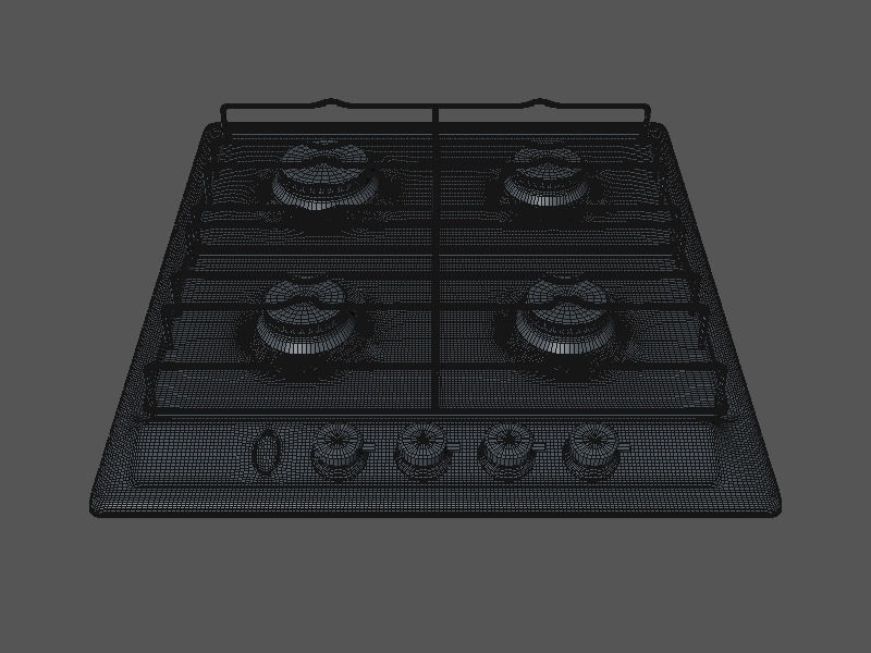 Hob gas stove with four burners 3D model_3