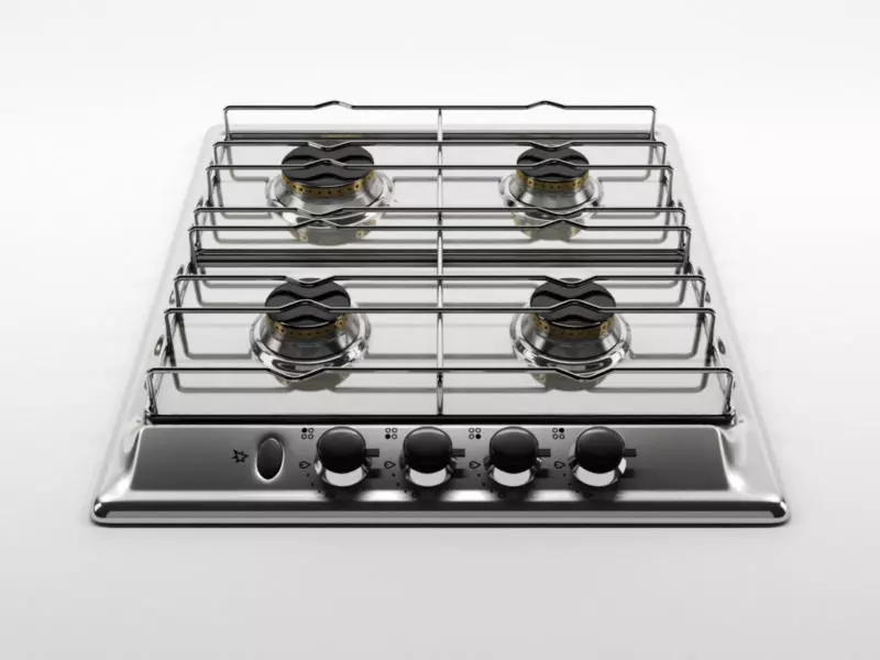 Hob gas stove with four burners 3D model_0
