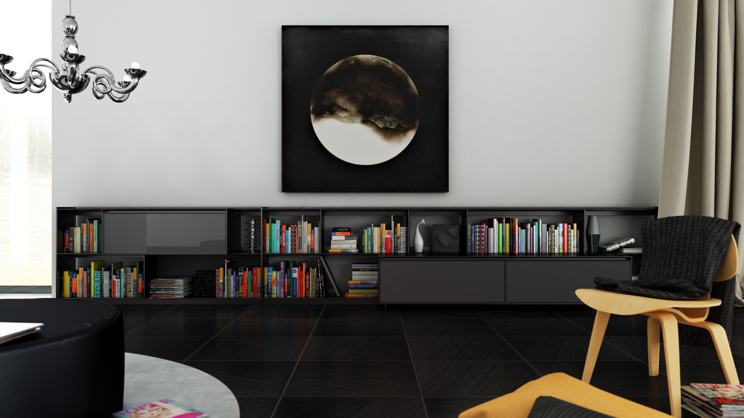 B and B bookcase 9 with books 3D model_2