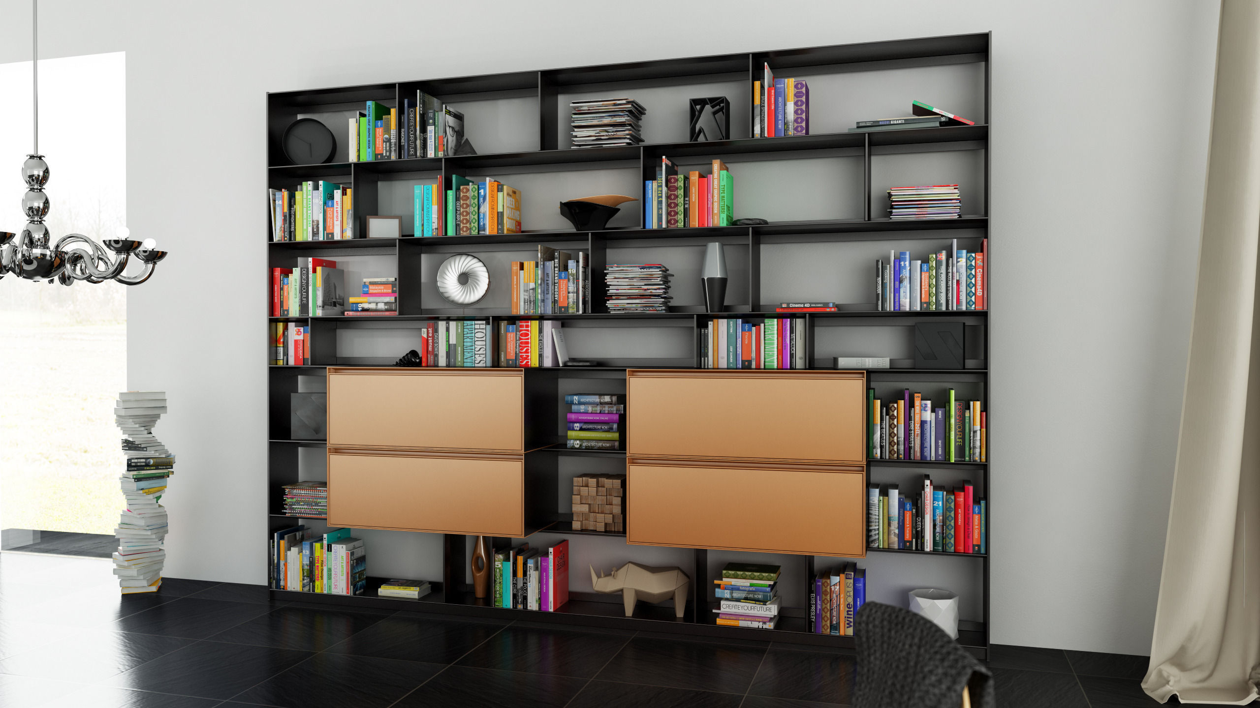 B and B bookcase 29 with books  3D model_4