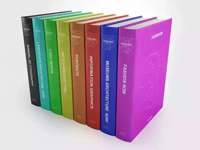 Taschen collection five colorful books 3D model