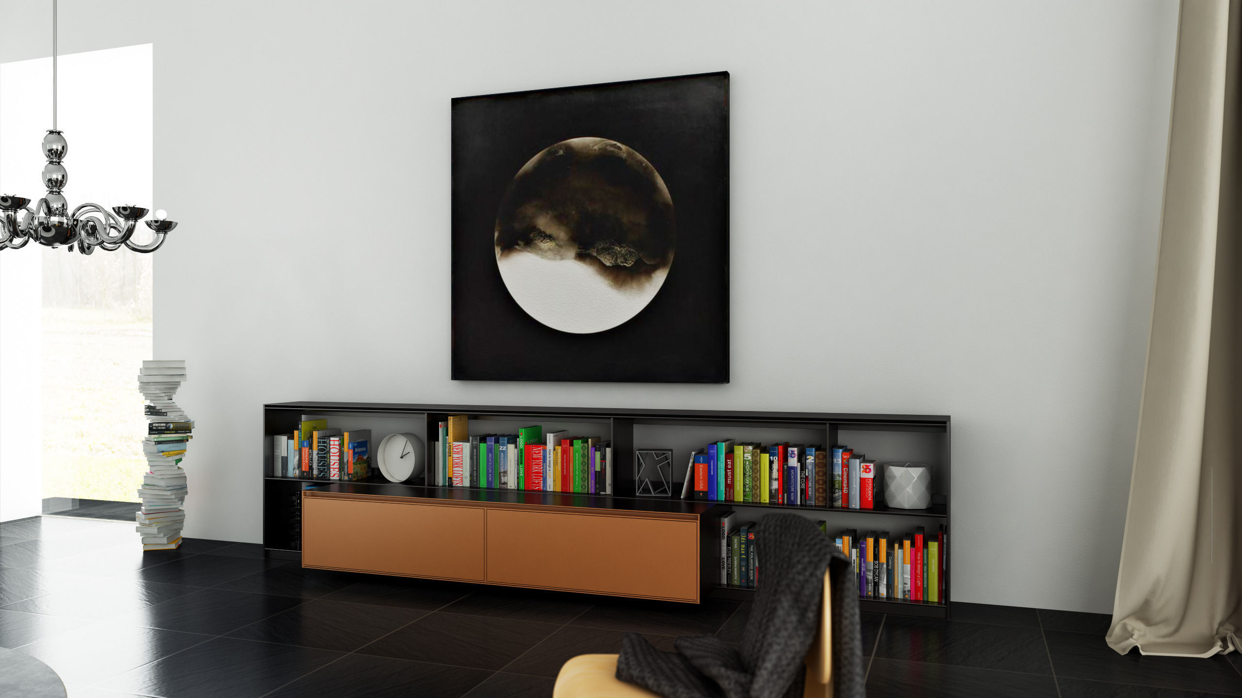 B and B bookcase 15 with books  3D model_2