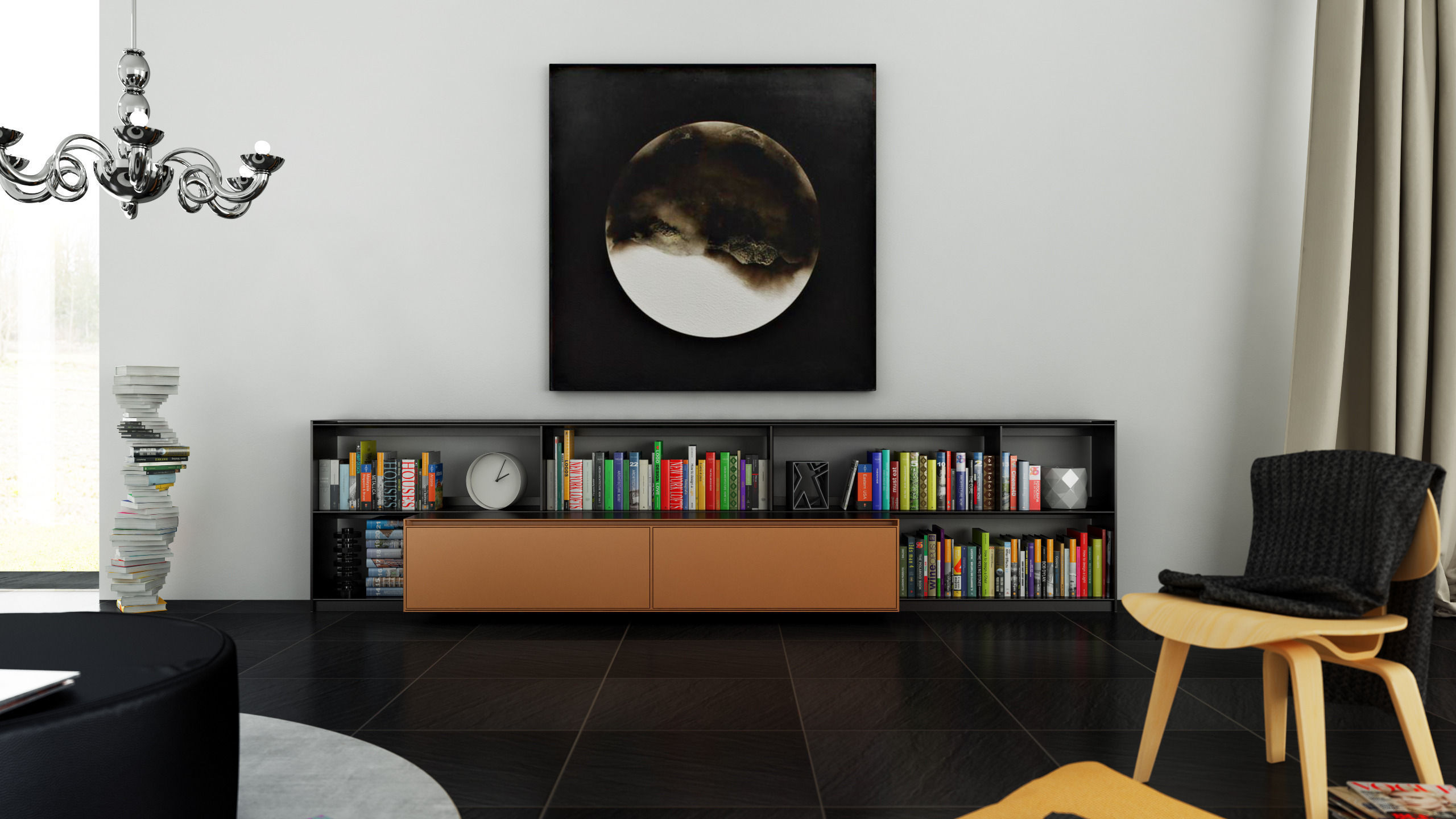 B and B bookcase 15 with books  3D model_1