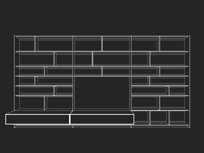 B and B bookcase 27 with books 3D model_5