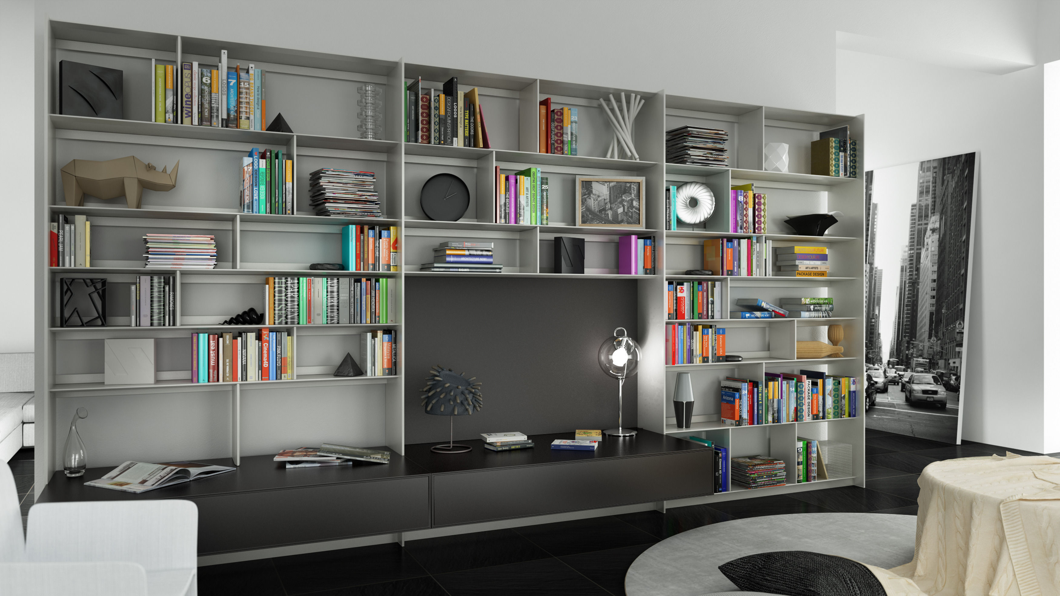 B and B bookcase 27 with books 3D model_6