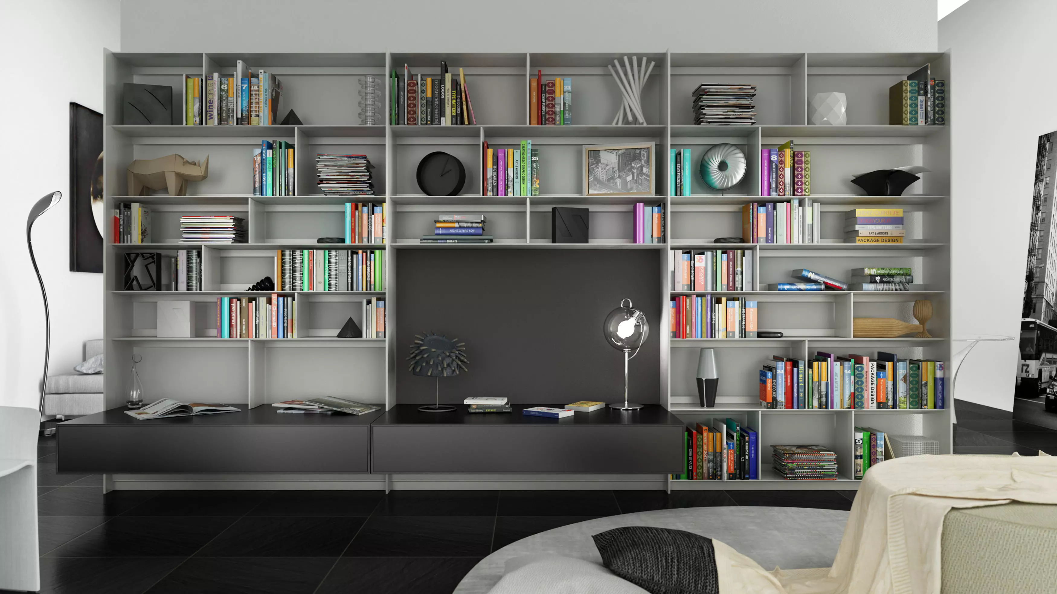 B and B bookcase 27 with books 3D model_0