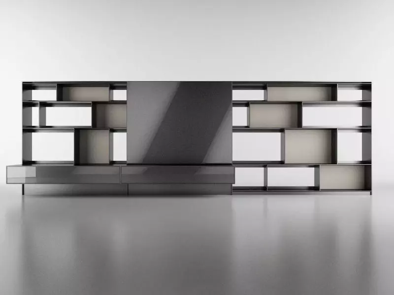 B and B bookcase 2 with books  3D model_0