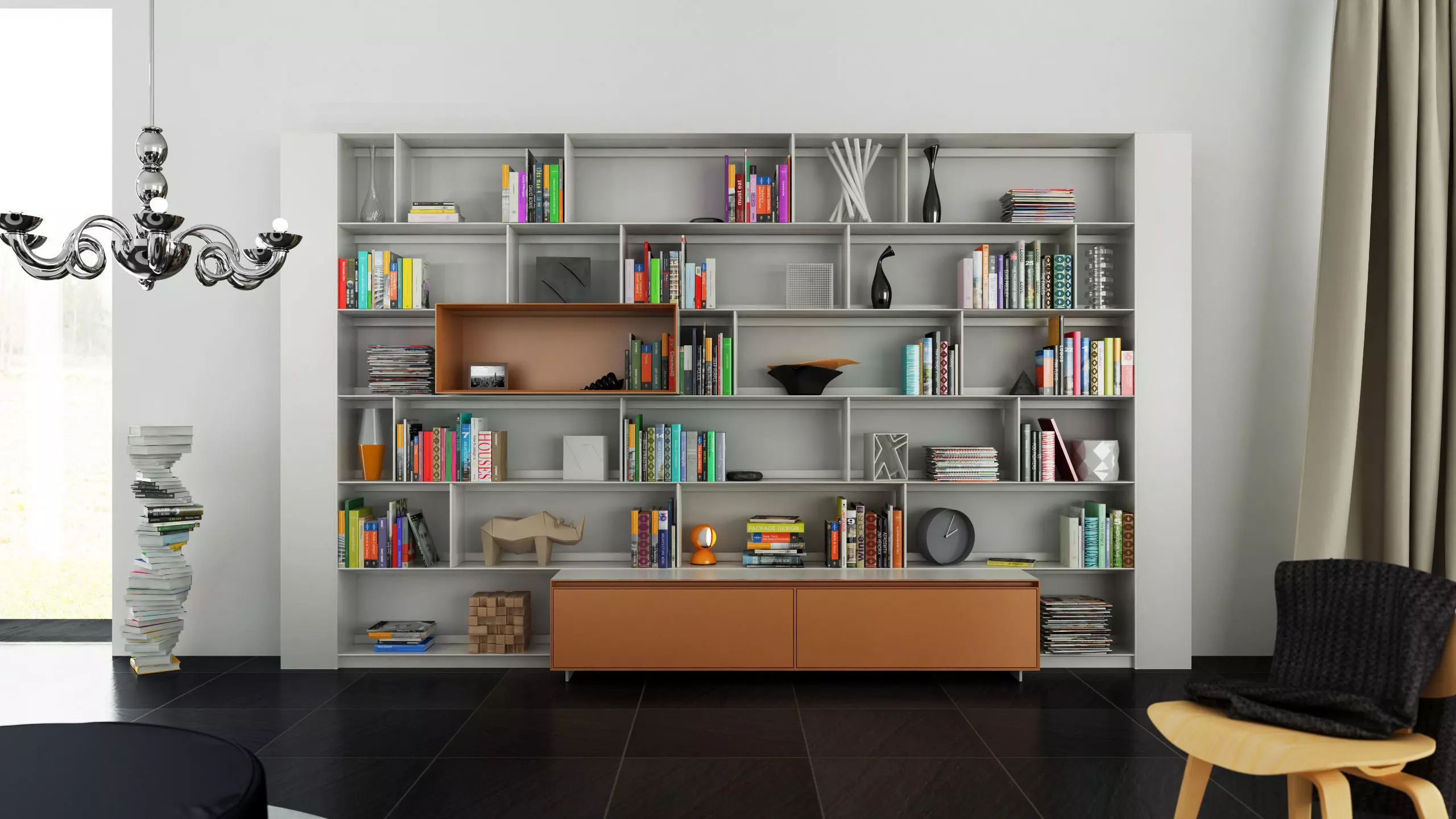 B and B bookcase 31 with books  3D model_0