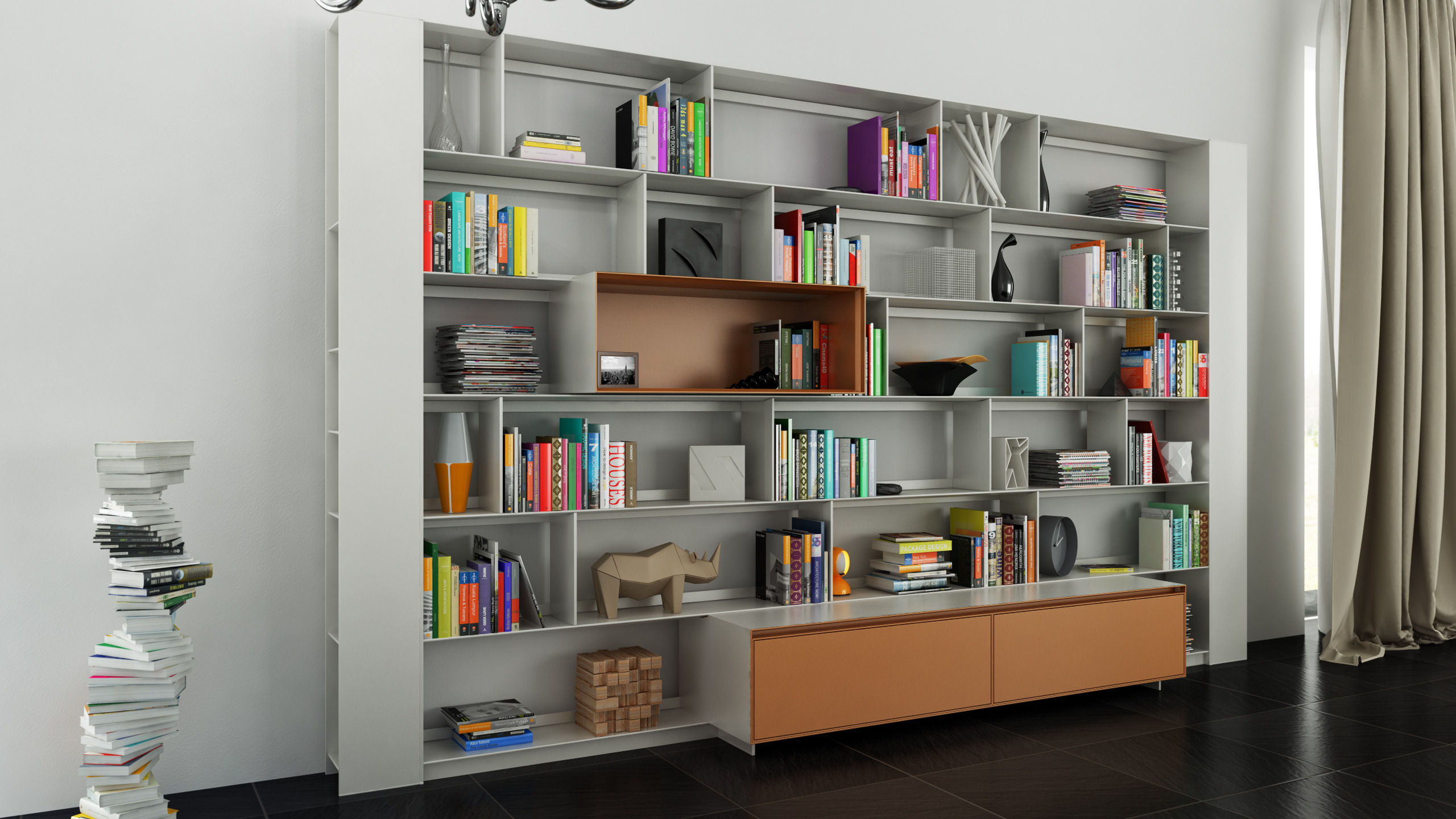 B and B bookcase 31 with books  3D model_1
