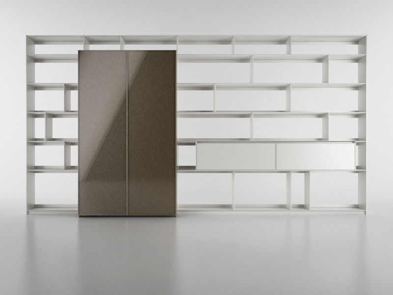 B and B bookcase 18 with books 3D model_1