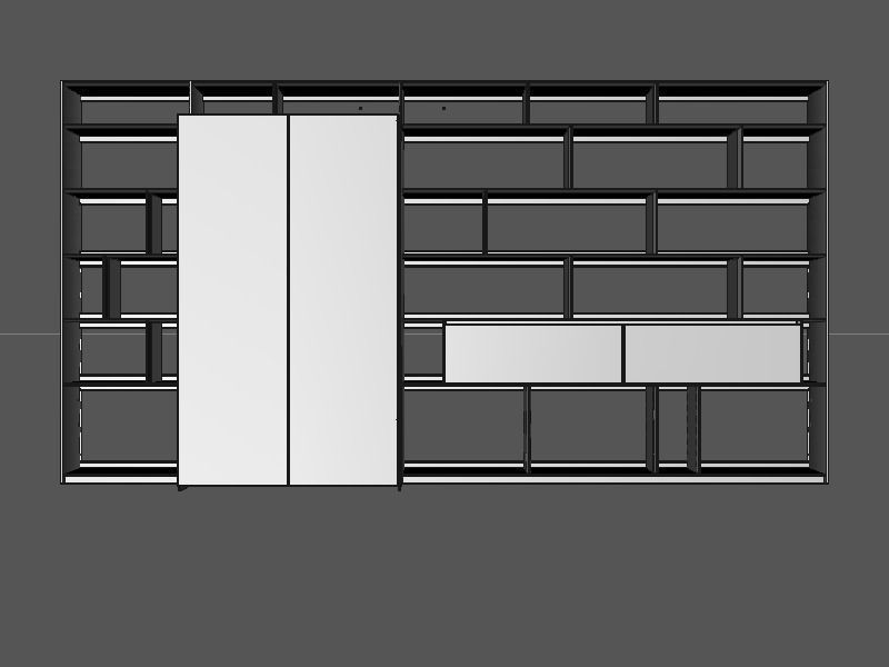 B and B bookcase 18 with books 3D model_3