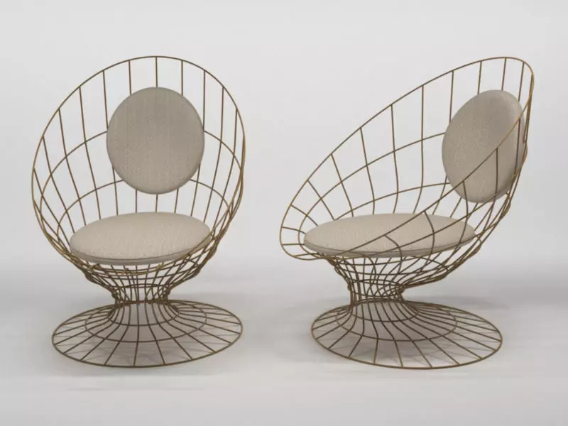 Chair pair of wire chairs 3D model
