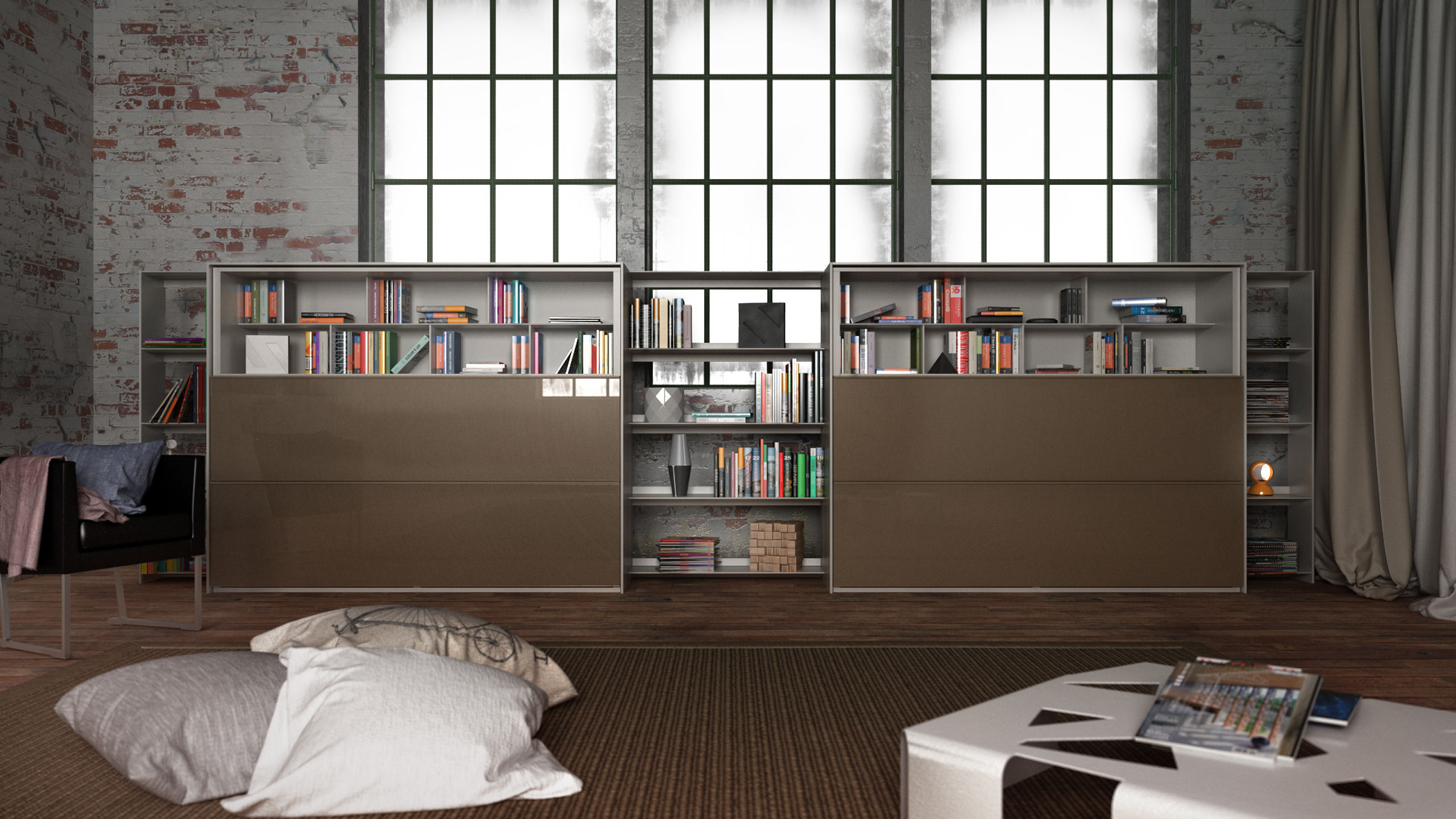 B and B bookcase 4 with books 3D model_3