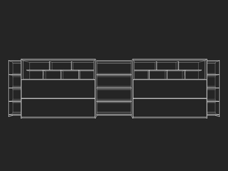 B and B bookcase 4 with books 3D model_4