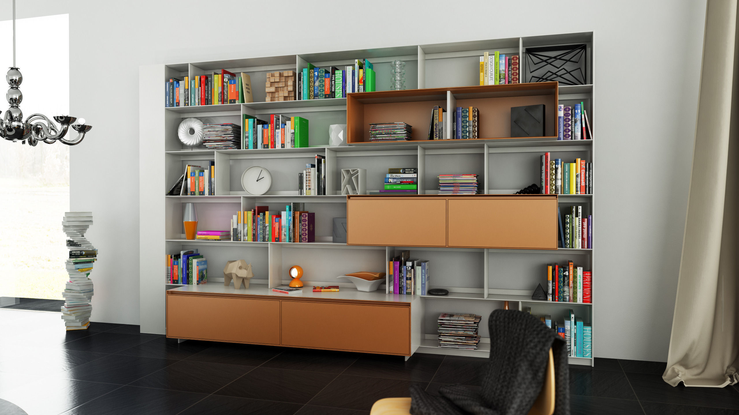 B and B bookcase 28 with books   3D model_1