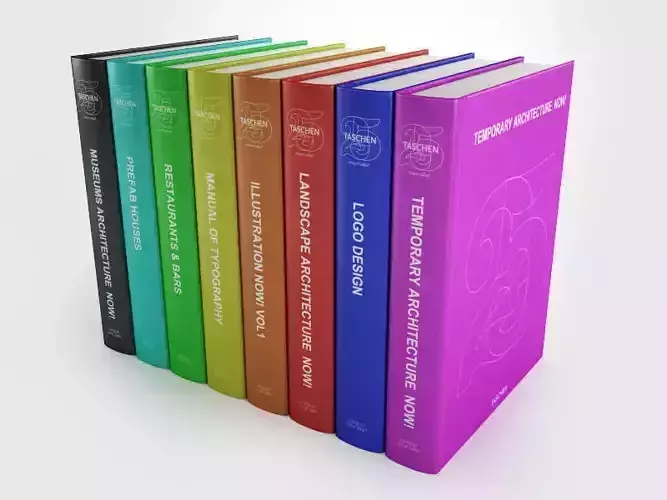 Taschen collection five different colored books