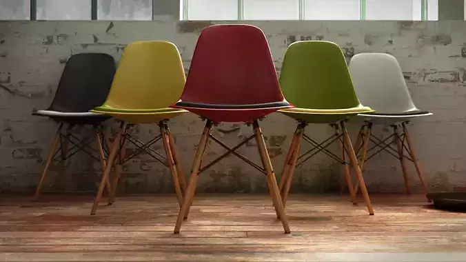 Vitra Eames plastic side chair DSW   3D model