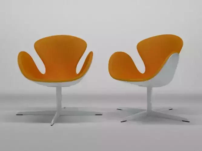 Chair two swan chairs in orange