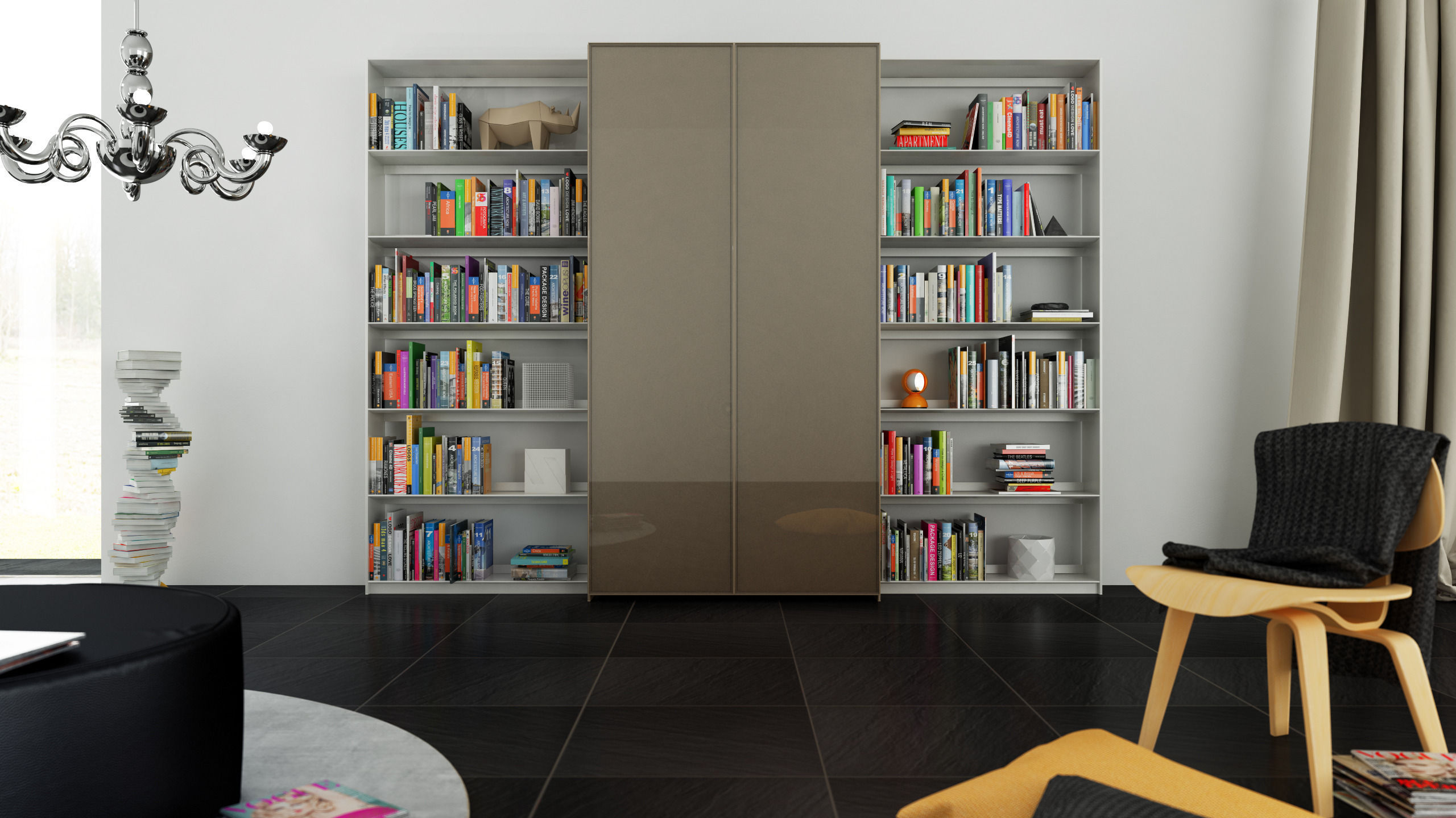 B and B bookcase 6 with books   3D model_1