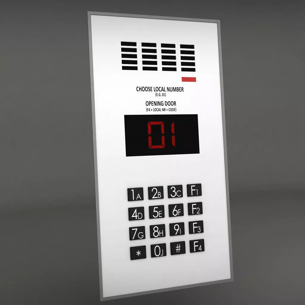 Intercom 3 low poly digital clock with numbers Low-poly 3D model_0