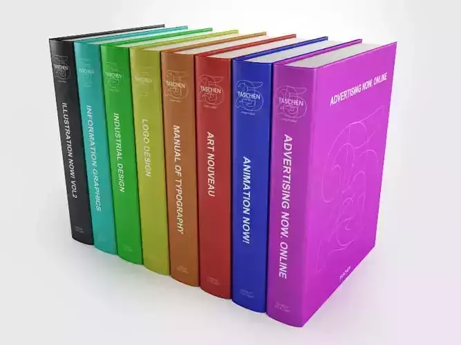 Taschen collection five different colored books