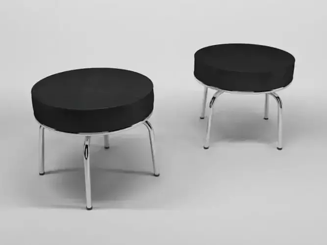 Chair pair of stools with chrome legs