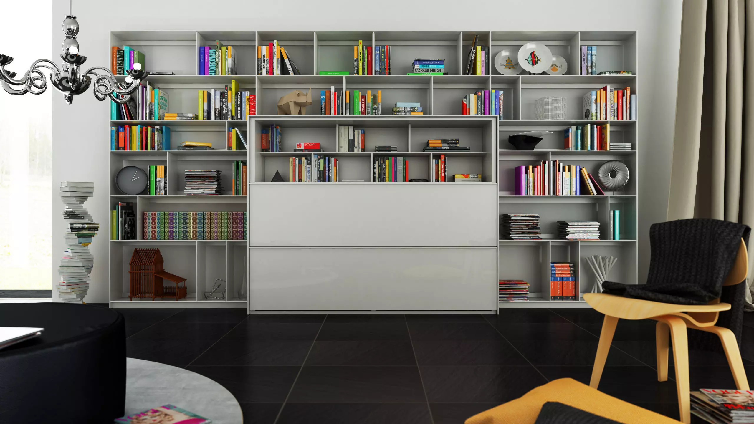 B and B bookcase 5 with books   3D model_0
