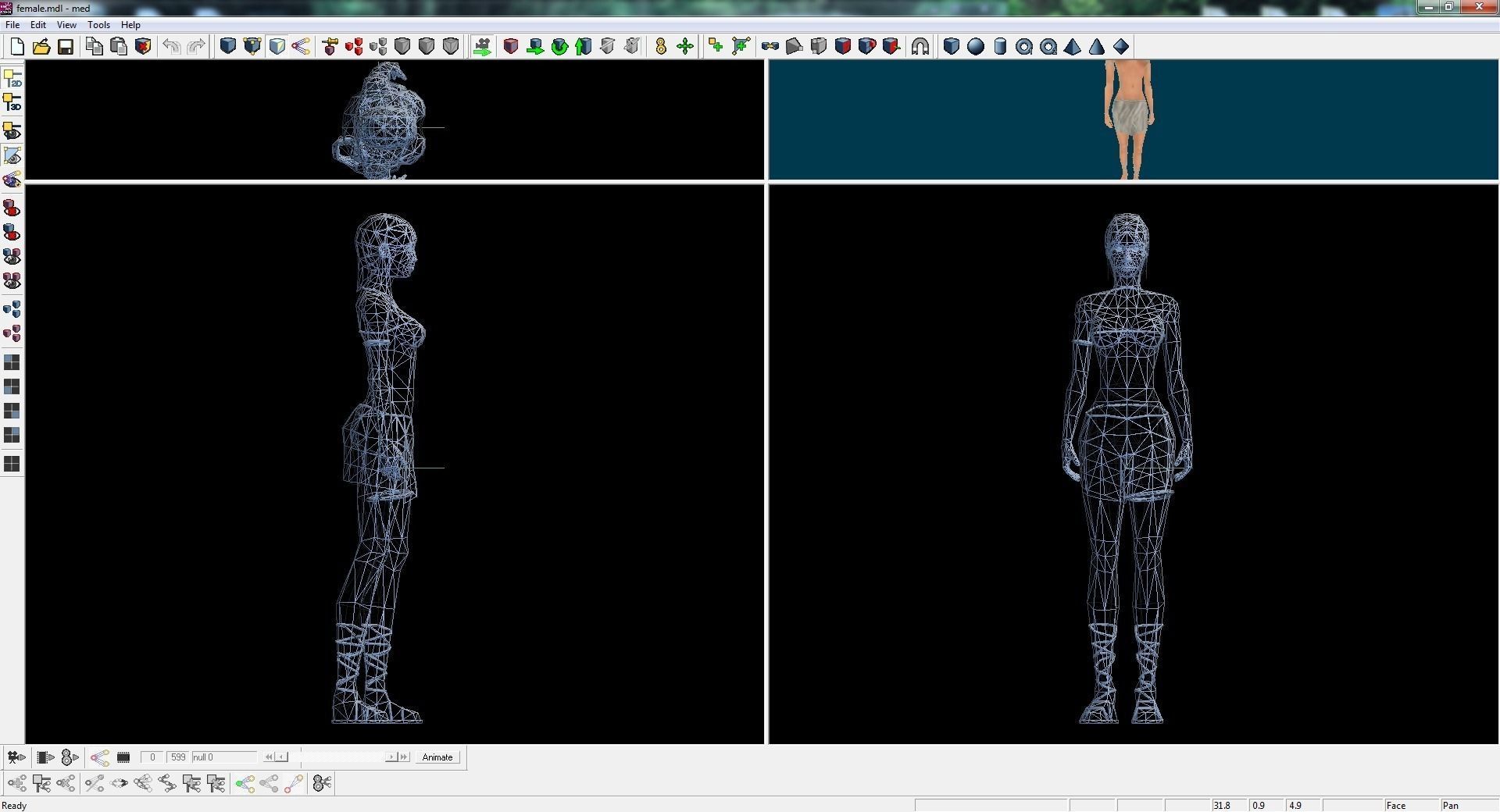 girl woman game ready 3d model female character main player Low-poly 3D model_11